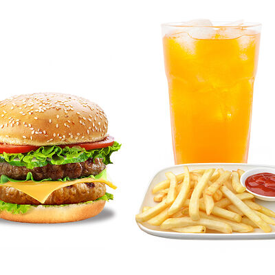 Mix бургер + фри + напиток на выбор 0,5 в PizzBurg по цене 3700 ₸