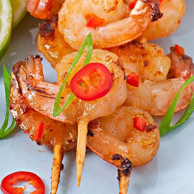 Креветки на шпажках в BBQ Lounge - Шашлык в кафе по цене 400 ₽