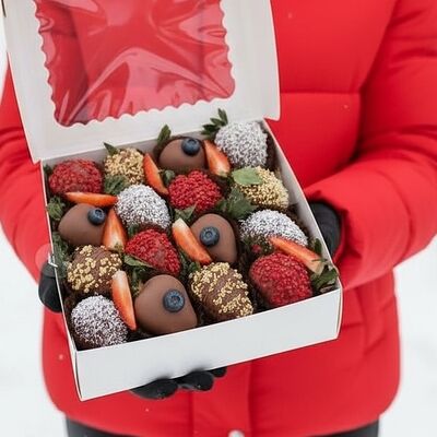 Клубника в молочном шоколаде Наслаждение в Букет Альфред I клубника в шоколаде и букеты по цене 3090 ₽