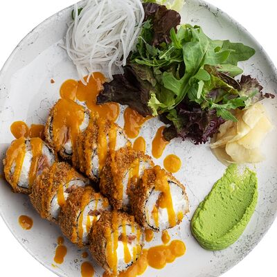 Кранчи ролл-с лососем и соусом манго в Cheese Knock по цене 685 ₽