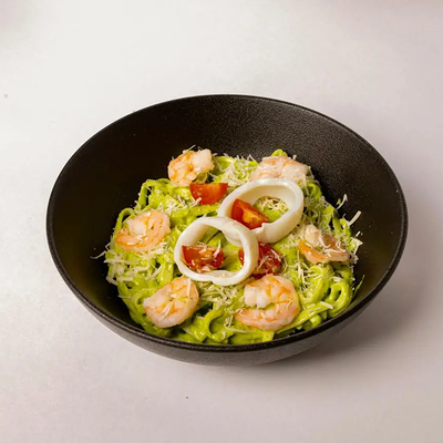 Паста Песто с морепродуктами в Мидийный дом по цене 708 ₽