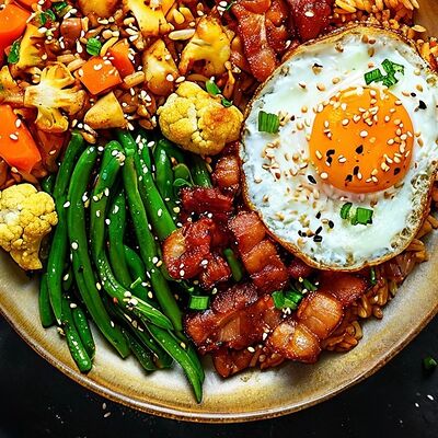 Рис с беконом в соусе кимчи в Лапша по цене 715 ₽