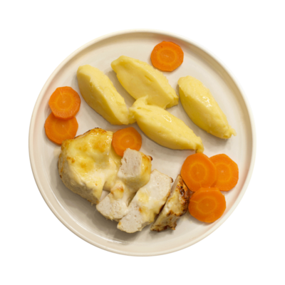 Котлета куриная запеченная в соусе с картофельным пюре в Азбука Вкуса Экспресс Меню по цене 259 ₽