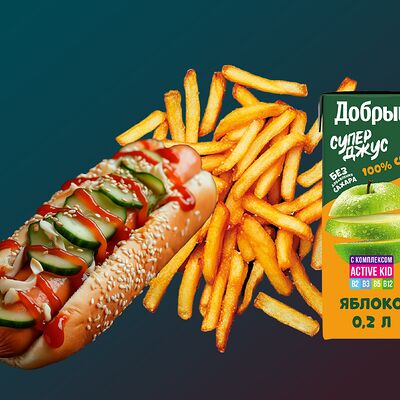 Детское комбо с хот-догом и картошкой фри в Шаурма и хот-доги G.Grill по цене 649 ₽