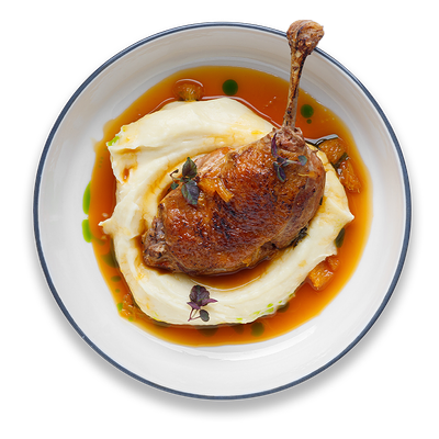 Утиная ножка с картофельным пюре в Пить кофе Библиотека по цене 739 ₽