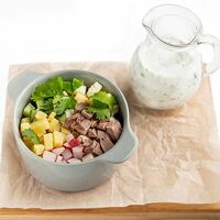 Грузинская окрошка с говядиной на мацони в Патари