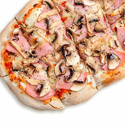 Ветчина-грибы в Некруглая пицца и роллы по цене 398 ₽