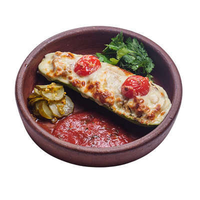 Запеченный кабачок с курицей и сыром в ИТЛЕ Bistro Halal по цене 510 ₽