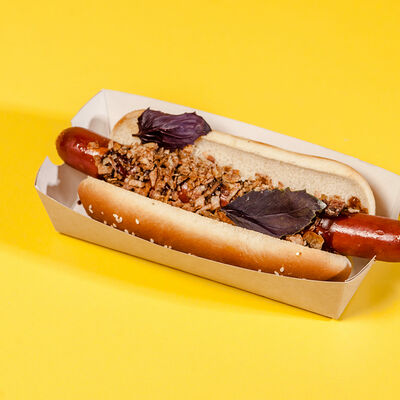 Хот-дог с говяжьей колбаской в ГУГОЛ_BOOM по цене 330 ₽