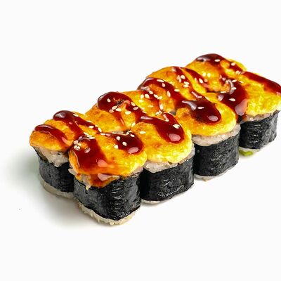 Запеченный ролл с угрем и тигровой креветкой в Суши-маркет Кухня Солнца по цене 340