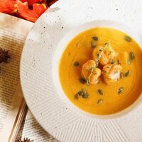 Суп тыквенный с креветками в Feromon