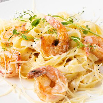 Феттуччини с креветками в Кофейня на Остоженке по цене 1150 ₽