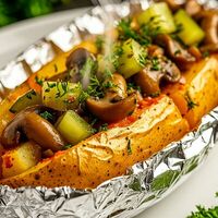 Запеченная картошка с опятами и корнишонами в Кофта