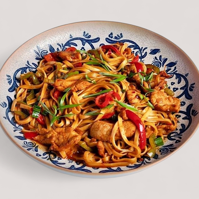Удон с цыпленком в Basilic -Территория Вкусной Еды по цене 2445 ₸
