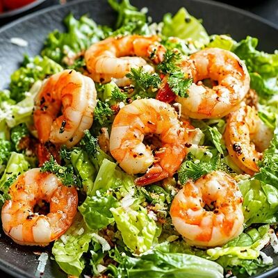 Салат цезарь с креветкой в Panorama по цене 670 ₽