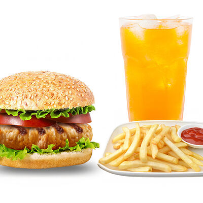 Чикен бургер + фри + напиток на выбор 0,5 в PizzBurg по цене 3300 ₸