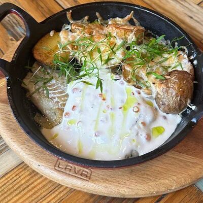 Филе судака с запечённым картофелем в Блиныпицца по цене 850 ₽