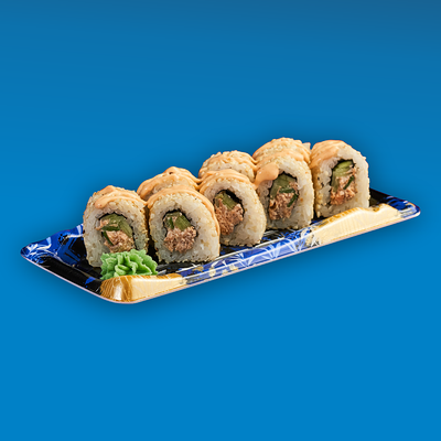 Спайси урамаки (Ролл с жареным лососем) в Yume sushi по цене 690 ₽