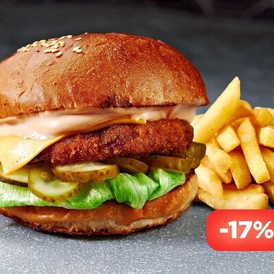 Чикен Комбо: Бургер и картофель фри в Мясо есть по цене 415 ₽