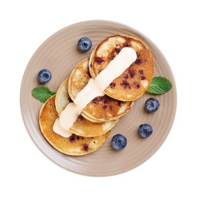 Панкейки черничные с творожным кремом в Азбука Вкуса Экспресс Меню по цене 249 ₽