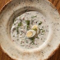 Окрошка на мацони с языком в Megobari