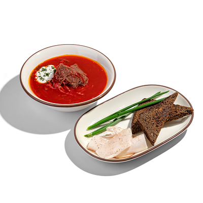 Борщ с томлеными щечками в Здрасте по цене 750 ₽