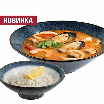 Суп Том Ям с морепродуктами и рисом в Поке-маN по цене 589 ₽