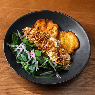 Картофельные драники со скремблом в Горячо по цене 640 ₽