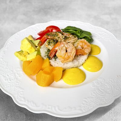 Салат с рисом, персиком и креветками в MaMa Mia по цене 509 ₽