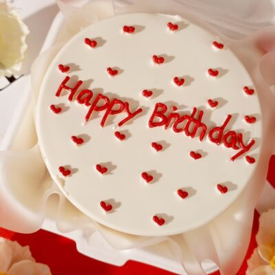 Бенто-торт happy birthday красная надпись в подарок на день рождения, для подруги, друга, мужа, жены, девушкив О! Тортик по цене 2190 ₽