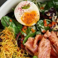 Мимоза в трёх текстурах с обожжённым лососем в Кулинарный цех