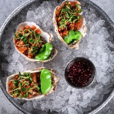 Тартар из форели в Мидийное место по цене 850 ₽