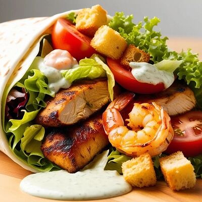 Цезарь с креветкой в ВКУСНАЯ ТОЧКА 24 ЧАСА по цене 595 ₽