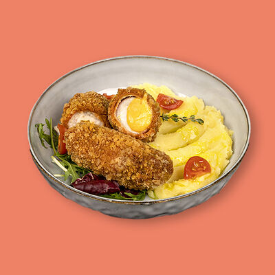 Куриная грудка в беконе с сыром чеддер и картофельным пюре в Додома по цене 825 ₽