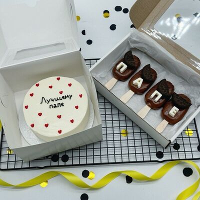 Бенто-торт Лучшему папе и пирожные картошка на День отца в Cosmo Сakery по цене 4200 ₽