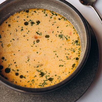 Уха сливочная с лососем и палтусом в Sava по цене 750 ₽