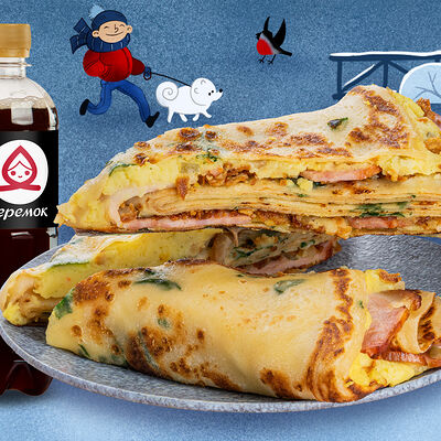 Мега блин Фермерский и Квас 0,5 л в Теремок по цене 1085 ₽