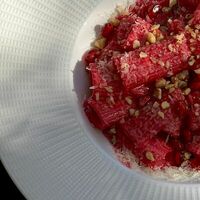 Ригатони в сливочно-свекольном соусе в Berberry & ptichka