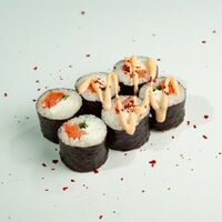 Малый ролл: х/к лосось, лук, сыр, спайси (6 шт) в ЁБИСАН