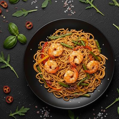 Вок Удон с креветками в ОЛИО пицца и суши по цене 680 ₽