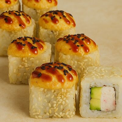 Запеченный ролл с крабом в Hakuna Matata по цене 379 ₽