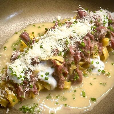 Тальятелле со рваной говядиной и гибами в Moonlight Cafe по цене 1190 ₽