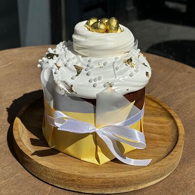 Кулич творожный с курагой, черносливом и грецким орехом гнездо золотов По кофе по цене 1600 ₽