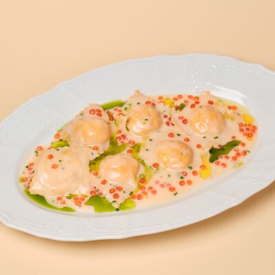 Равиоли с морепродуктами, бермонте, икрой в Kalabasa по цене 1238 ₽