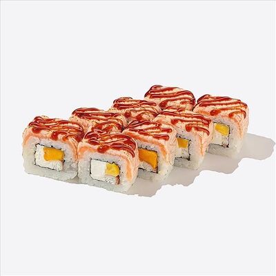 Опалённый лосось с угрем и манго в Много лосося по цене 795