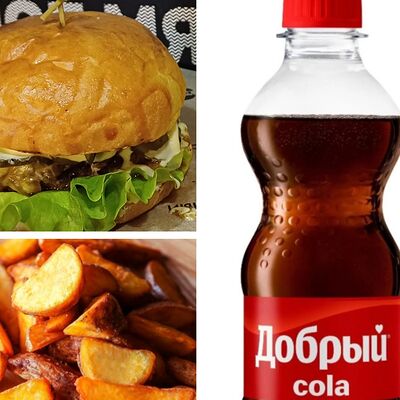 Бургер Босс, картошка по-деревенски, напиток в Мощный Бургер Сочный по цене 749 ₽