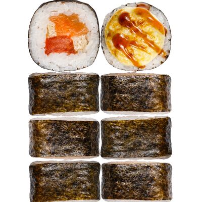 Запеченный ролл с лососем в Мисо-Мисо по цене 425 ₽