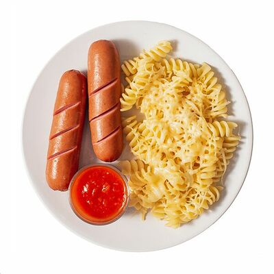 Сосиски с фузилли и тёртым сыром в Азбука Вкуса Экспресс Меню по цене 298 ₽