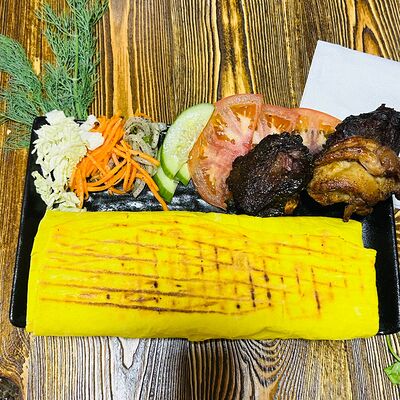 Шаурма МИХ 3 вида мяса (конина, кролик, язык) в сырном лаваше в Шаурма86 по цене 610 ₽