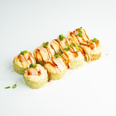 Запечённый ролл с гребешком в васаби шариках в ЁБИСАН по цене 1049 ₽
